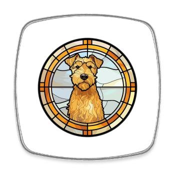 Lakeland Terrier chien race vitrail coloré - Magnet carré - blanc - Devant