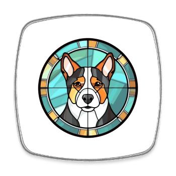 Lapponischer Hirte Hund Rasse Buntes Glas Bunt - Viereckiger Kühlschrankmagnet - Weiß - Vorne