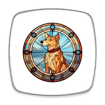 Laufhund Hunderasse Buntes Glas Buntes Wassercol - Viereckiger Kühlschrankmagnet - Weiß - Vorne