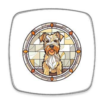 Lucas Terrier Hunderasse Buntes Glas Wat - Viereckiger Kühlschrankmagnet - Weiß - Vorne