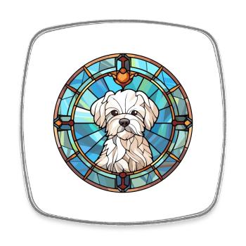 Malteser Hund Rasse Buntes Glas Buntes Wassercolo - Viereckiger Kühlschrankmagnet - Weiß - Vorne