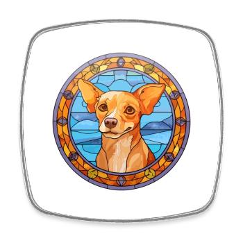Majorque Ratter chien race vitrail coloré Wa - Magnet carré - blanc - Devant