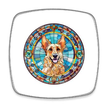 Majorque berger chien race vitrail coloré - Magnet carré - blanc - Devant