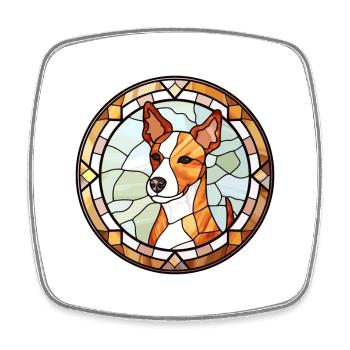 Miniature Fox Terrier chien race vitrail Colo - Magnet carré - blanc - Devant
