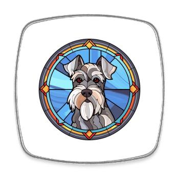 Mittelschnauzer Hunderasse Buntglas Bunt W - Viereckiger Kühlschrankmagnet - Weiß - Vorne