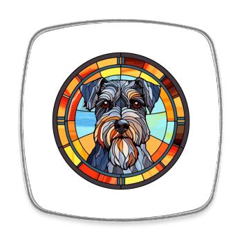 Mittelschnauze Hunderasse Buntglas Bunt Wa - Viereckiger Kühlschrankmagnet - Weiß - Vorne