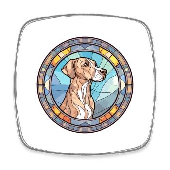 Mountain Cur Dog Breed Stained Glass Colorful Wate - Square fridge magnet - white - Front