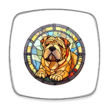 Miniature Shar Pei chien race vitrail Colorfu - Magnet carré - blanc - Devant