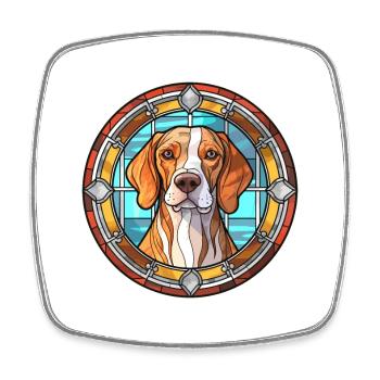 Moscou chien de garde chien race vitrail coloré W - Magnet carré - blanc - Devant