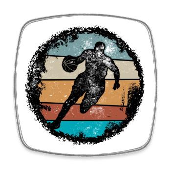 Retro Court Silhouette - Viereckiger Kühlschrankmagnet - Weiß - Vorne