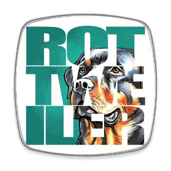 Rottweiler Portrait - Viereckiger Kühlschrankmagnet - Weiß - Vorne