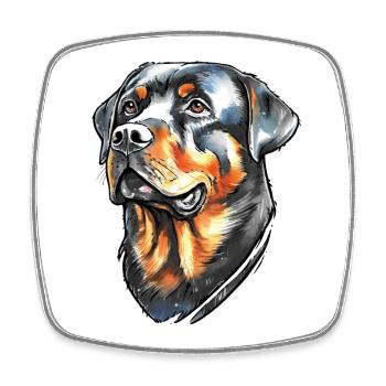 Rottweiler Portrait - Viereckiger Kühlschrankmagnet - Weiß - Vorne