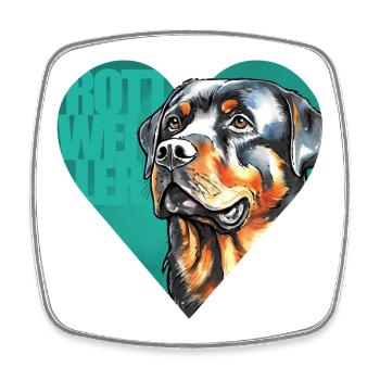 Rottweiler Portrait - Viereckiger Kühlschrankmagnet - Weiß - Vorne