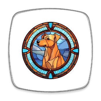 Norrbottenspets Dog Breed Stained Glass Colorful W - Square fridge magnet - white - Front