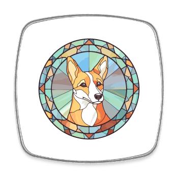 Norwegische Lundehund Hunderasse Buntglas Farbe - Viereckiger Kühlschrankmagnet - Weiß - Vorne