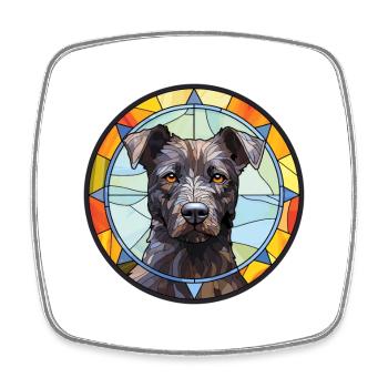 Patterdale Terrier Dog Breed Stained Glass Colorfu - Square fridge magnet - white - Front
