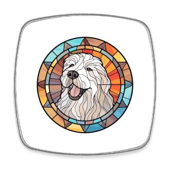 Polish Sheepdog Dog Breed Stained Glass Colo - Square fridge magnet - white - Front