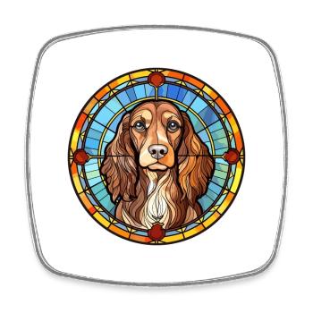 Pont Audemer Spaniel Hunderasse Buntglasfarbe - Viereckiger Kühlschrankmagnet - Weiß - Vorne