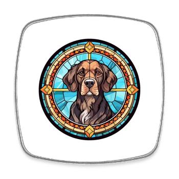 Portugiesischer Wachhund Rasse Buntglas Colorf - Viereckiger Kühlschrankmagnet - Weiß - Vorne