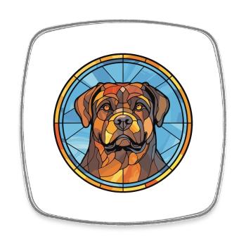 Rottweiler Hunderasse Buntes Glas Buntes Wasser - Viereckiger Kühlschrankmagnet - Weiß - Vorne