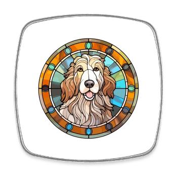 Rumänischer Schäferhund Hunderasse Buntglas Bunt - Viereckiger Kühlschrankmagnet - Weiß - Vorne