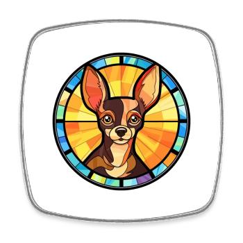 Russischer Toy Terrier Hunderasse Buntglas Colorf - Viereckiger Kühlschrankmagnet - Weiß - Vorne
