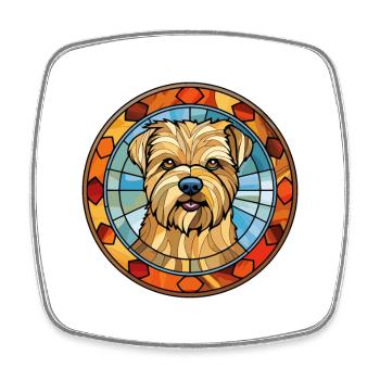 Norfolk Terrier Hunderasse Buntes Glas Buntes W - Viereckiger Kühlschrankmagnet - Weiß - Vorne