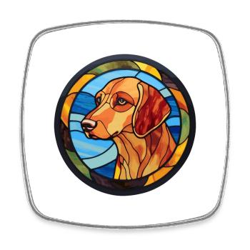 New Zealand Huntaway Dog Breed Stained Glass Color - Square fridge magnet - white - Front