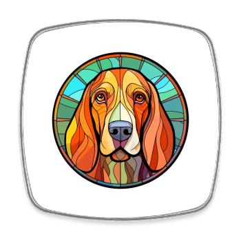 Lévrier norvégien chien race vitrail coloré W - Magnet carré - blanc - Devant