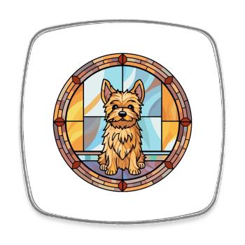 Norwich Terrier Dog Breed Stained Glass Colorful W - Square fridge magnet - white - Front