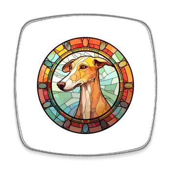 Vieux lévrier croate race chien vitrail Co - Magnet carré - blanc - Devant