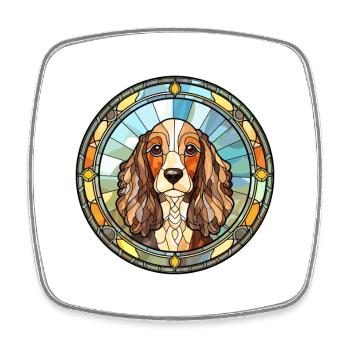 Picardie Spaniel Hunderasse Buntglas Bunt W - Viereckiger Kühlschrankmagnet - Weiß - Vorne