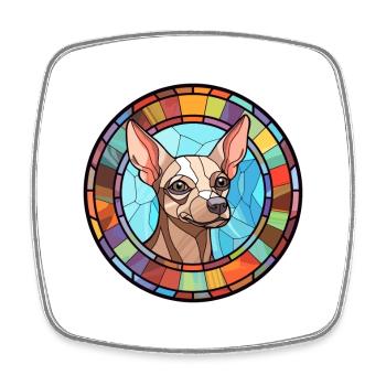 Peruvian Hairless Dog Breed Stained Glass Colorful - Square fridge magnet - white - Front