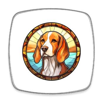 Poitevin Hound Dog Breed Stained Glass Colorful Wa - Square fridge magnet - white - Front