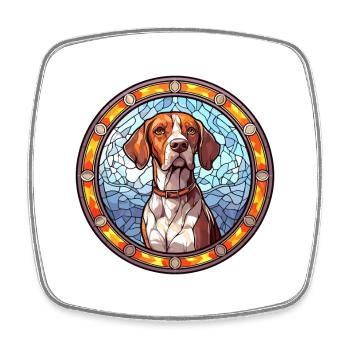 Pointer Dog Breed Stained Glass Colorful Watercolo - Square fridge magnet - white - Front