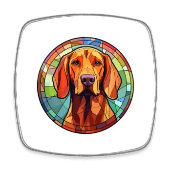 Redbone Coonhound Dog Breed Stained Glass Colorful - Square fridge magnet - white - Front