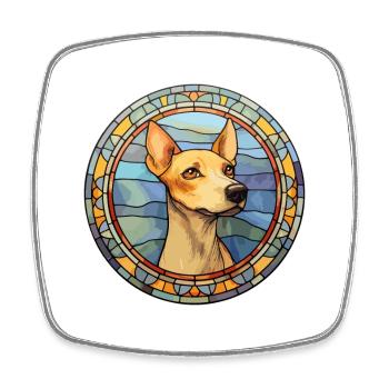 Ratonero Valenciano Hunderasse Buntglas Colorf - Viereckiger Kühlschrankmagnet - Weiß - Vorne