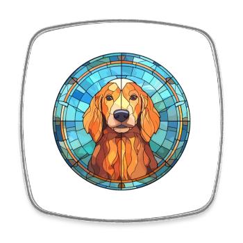 Saarlooswolfhond Hunderasse Buntglas Bunt - Viereckiger Kühlschrankmagnet - Weiß - Vorne