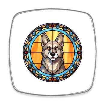 Norwegian Elkhound Dog Breed Stained Glass Colorfu - Square fridge magnet - white - Front