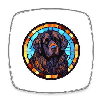 Newfoundland Dog Breed Stained Glass Colorful Wate - Square fridge magnet - white - Front