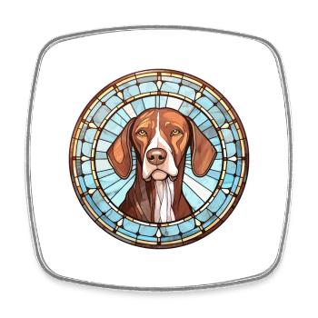 Vieux chien d’arrêt danois race vitrail Colorfu - Magnet carré - blanc - Devant