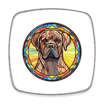 Perro de Presa Canario Hunderasse Buntglas Col - Viereckiger Kühlschrankmagnet - Weiß - Vorne