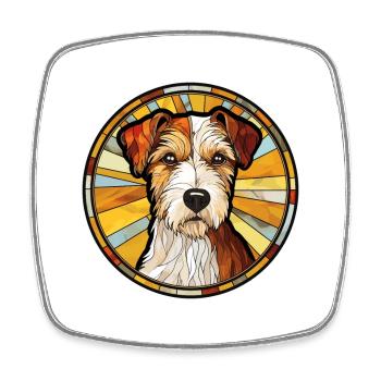 Parson Russell Terrier Dog Breed Stained Glass Col - Square fridge magnet - white - Front