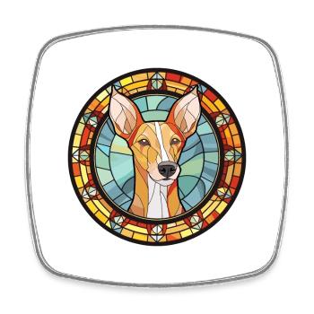 Podenco Canario Dog Breed Stained Glass Colorful W - Square fridge magnet - white - Front