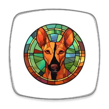 Podenco Ibicenco chien race vitrail coloré - Magnet carré - blanc - Devant