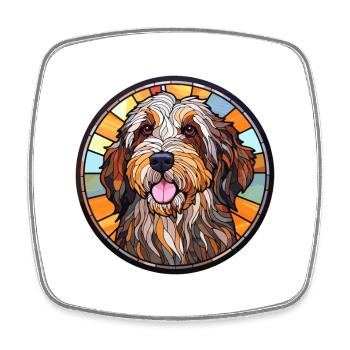 Picardie Schäferhund Hunderasse Buntglas Bunt - Viereckiger Kühlschrankmagnet - Weiß - Vorne