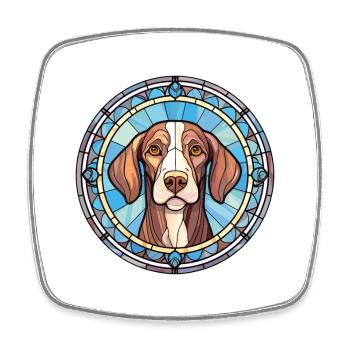 Portuguese Pointer Dog Breed Stained Glass Colorfu - Square fridge magnet - white - Front
