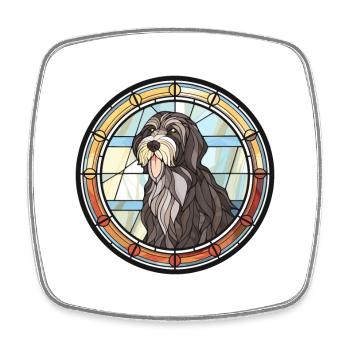 Portugiesischer Schäferhund Hunderasse Buntglasfarbe - Viereckiger Kühlschrankmagnet - Weiß - Vorne