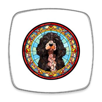 Portugiesischer Wasserhund Rasse Buntglas Bunt - Viereckiger Kühlschrankmagnet - Weiß - Vorne