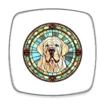 Dogue des Pyrénées chien race vitrail coloré - Magnet carré - blanc - Devant